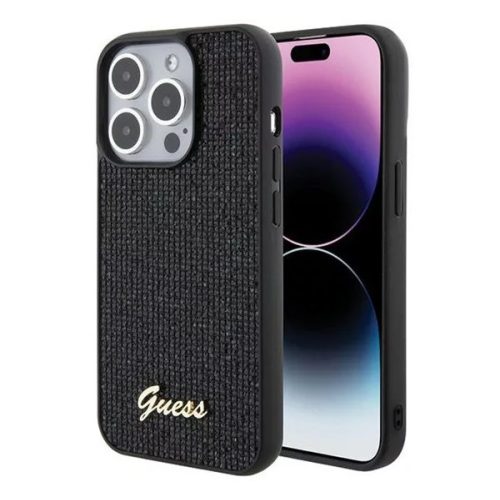 Guess Disco Metal Script Apple iPhone 15 Pro hátlap tok, fekete